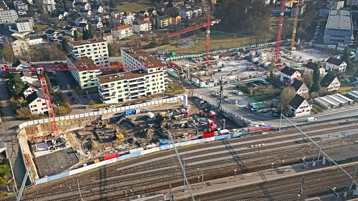 Bausituation in Effretikon um den Bahnhof.